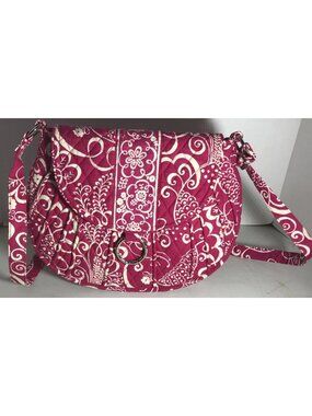VERA BRADLEY Saddle Up Shoulder Bag 11" X 14" Pink “Twirly Birds” RETIRED Print